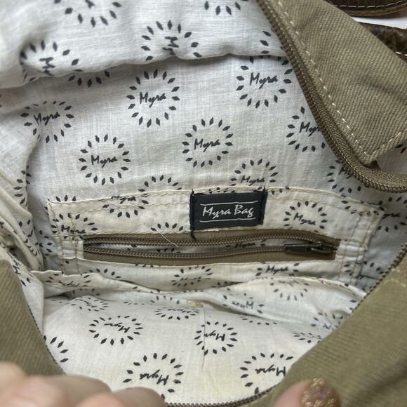 Myra Sand Weaver Upcycled Rug Canvas Leather Crossbody Bag Boho Southwest - Picture 8 of 10